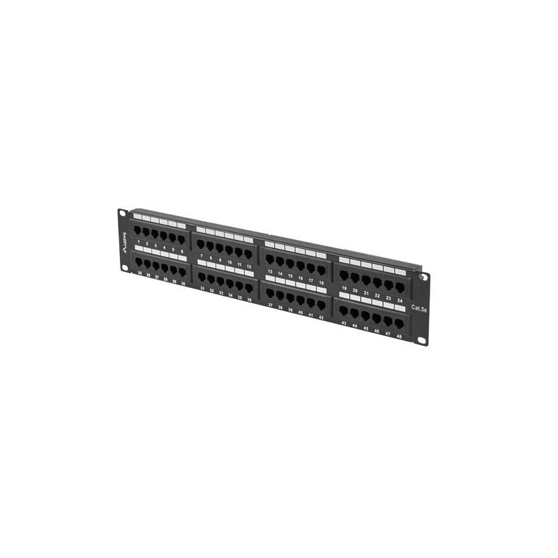 PATCH PANEL 48 PORT 2U 19" KAT.5E UTP CZARNY LANBERG