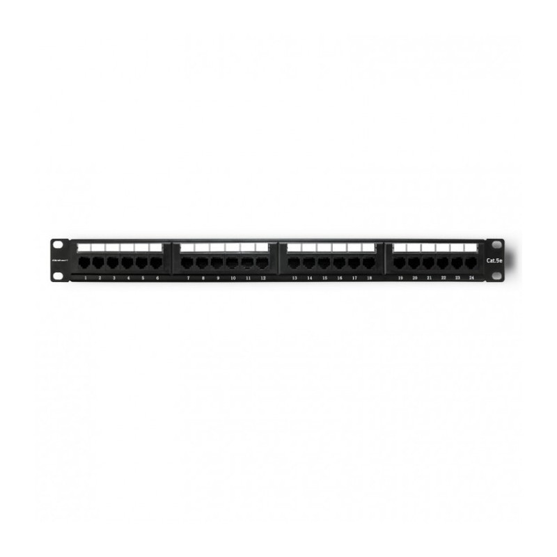 Qoltec Patch panel RACK | 24 porty | kat.5E UTP | Czarny