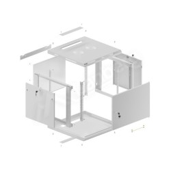 LANBERG SZAFA WISZĄCA RACK 19" 9U 600X600 DRZWI METALOWE SZARA (FLAT PACK) WF01-6609-00S