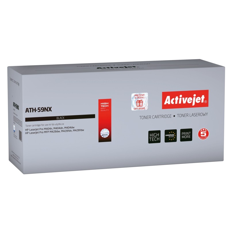 Activejet ATH-59NX Toner (Zamiennik HP 59X HP59X CF259X Supreme 10000 stron czarny) z chipem monitorującym poziom tonera.