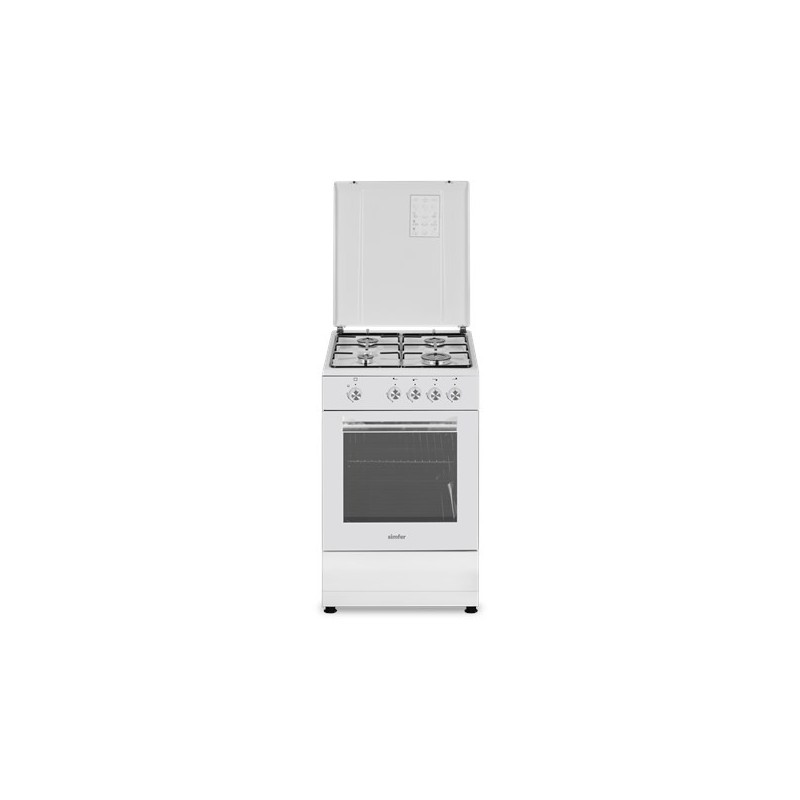 Simfer | Kuchenka | 4401SGRBB.1 | Typ płyty gazowej | Typ piekarnika Gazowy | Biały | Szerokość 50 cm | Głębokość 55 cm | 49 L Simfer | Kuchenka | 4401SGRBB.1 | Typ płyty gazowej | Typ piekarnika Gazowy | Biały | Szerokość 50 cm | Głębokość 55 cm | 49 L