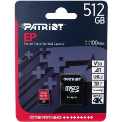 Karta pamięci z adapterem Patriot Memory EP Pro PEF512GEP31MCX (512GB Class 10, Class A1, Class U3, V30 Adapter, Karta pamięci)