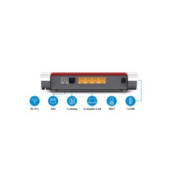 FRITZ!Box 7530 AX router bezprzewodowy Gigabit Ethernet Dual-band (2.4 GHz/5 GHz) Szary, Czerwony, Biały