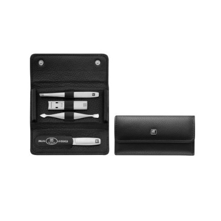 Zestaw podróżny ZWILLING 97712-004-0 Twinox – czarne, skórzane etui, 4 elementy