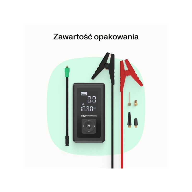 GREEN CELL POWERBANK/BOOSTER/CAR JUMP STARTER/POMPKA POWERBOOST AIR 8000MAH 1000A - Z KOMPRESOREM GREEN CELL POWERBANK/BOOSTER/CAR JUMP STARTER/POMPKA POWERBOOST AIR 8000MAH 1000A - Z KOMPRESOREM
