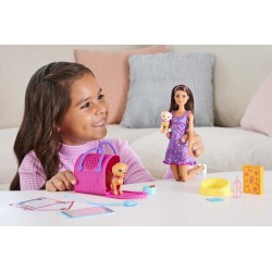 Barbie Adopcja piesków Zestaw + lalka HKD86
