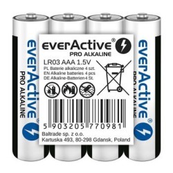 EVERACTIVE BATERIE ALKALICZNE PRO ALKALINE R03, AAA, SHRINK 4SZT , 1250 MAH, WYSOKA WYDAJNOŚĆ, LR03PRO4T