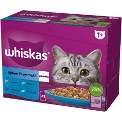 Whiskas Rybne Przysmaki w galaretce Adult - mokra karma dla kota - saszetka - 12x85 g