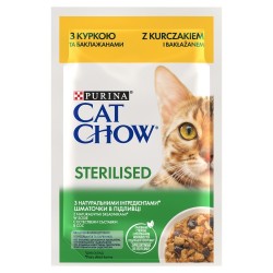 Purina Cat Chow Sterilised z kurczakiem i bakłażanem w sosie - mokra karma dla kota - 85 g