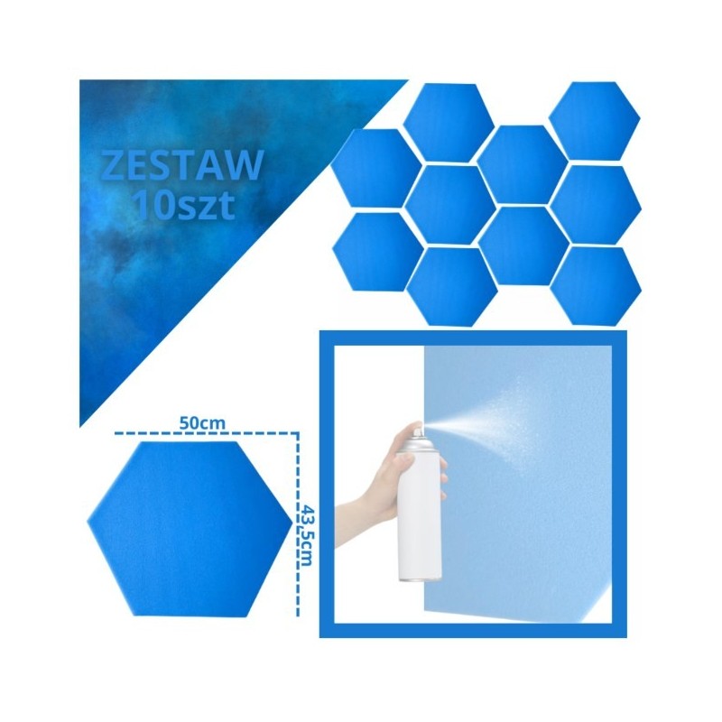 Panel akustyczny DNA AM3 BL, zestaw 10 sztuk, kolor niebieski