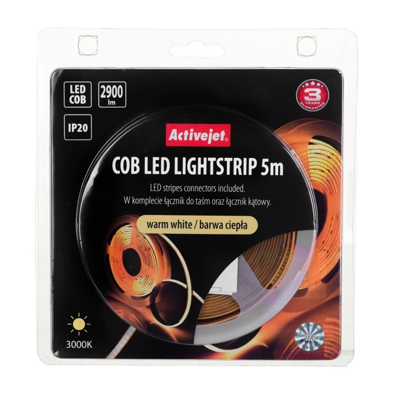 Taśma LED COB 5m barwa ciepła IP20