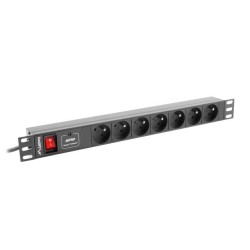 Listwa RACK Lanberg PDU-07E-0200-IEC-BK (7 x UTE 10 A 2m kolor czarny)