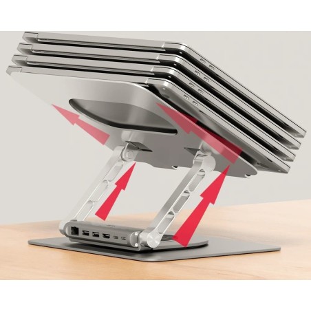 UNITEK PODSTAWKA POD LAPTOP + HUB USB-C, HDMI 1.4, 4K, PD 100W