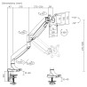 MACLEAN UCHWYT DO MONITORA PODWÓJNE RAMIĘ, ZE SPRĘŻYNĄ GAZOWĄ, 17"-45", 16 KG MC-969