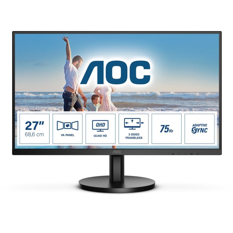 AOC Q27B3MA LED display 68,6 cm (27") 2560 x 1440 px Quad HD Czarny AOC Q27B3MA LED display 68,6 cm (27") 2560 x 1440 px Quad HD Czarny