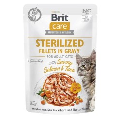 BRIT Care Cat Sterilized Salmon&Tuna Pouch - mokra karma dla kota - 85 g