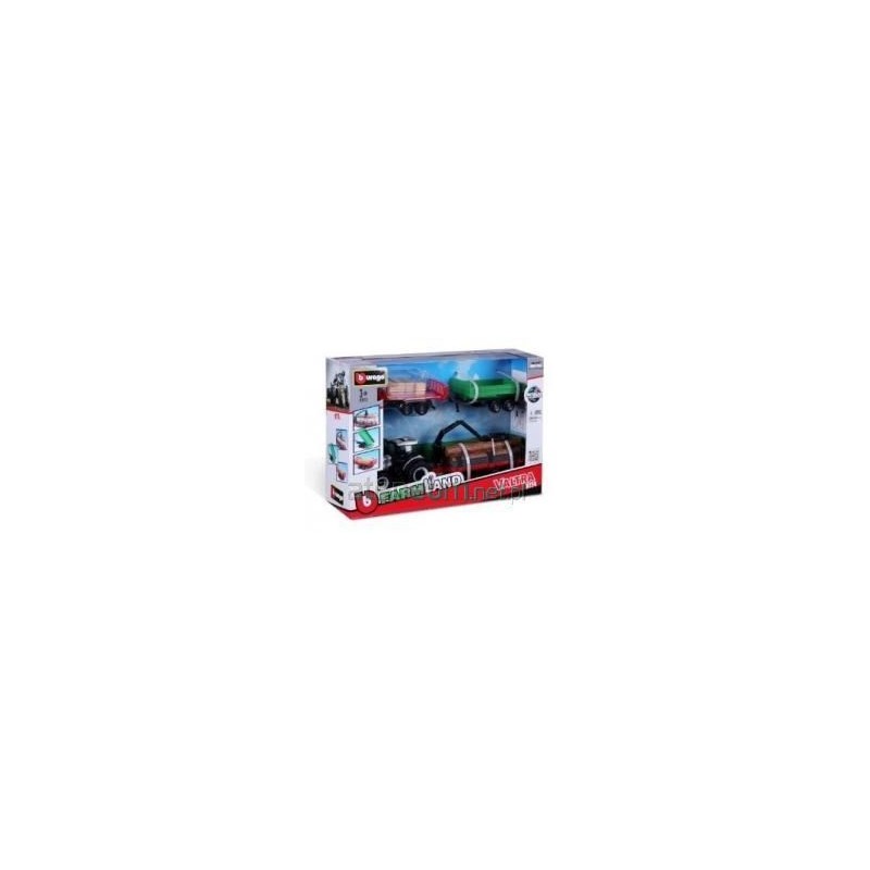 Tractor Gift Set Valtra + 3 trailers 10cm BBURAGO