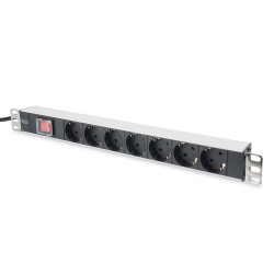 Digitus Listwa zasilająca PDU 19" Rack, 7x gniazdo schuko, 2.0m, 1x wtyk unischuko, 16A, wł./wył., profil aluminiowy