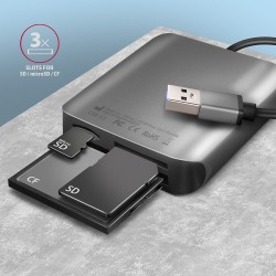 Axagon CRE-S3 External card reader USB-A 3.2 Gen 1 3-slot & lun SD/microSD/CF czytnik kart USB 3.2 Gen 1 (3.1 Gen 1) Type-A