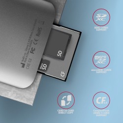 Axagon CRE-S3 External card reader USB-A 3.2 Gen 1 3-slot & lun SD/microSD/CF czytnik kart USB 3.2 Gen 1 (3.1 Gen 1) Type-A