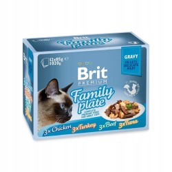 Brit Premium Family Plate dla kotów saszetki w sosie mix smaków 12x85g