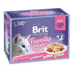 Brit Premium Family Plate dla kotów filety w galarecie mix smaków 12x85g