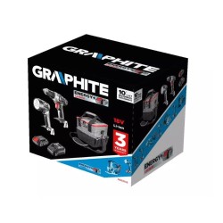 Zestaw narzędzi akumulatorowych Graphite wiertarko-wkrętarka, latarka, torba, akumulator Energy+ 18V i ładowarka