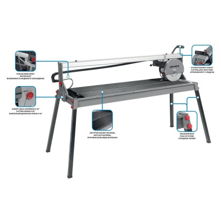 Przecinarka do glazury 1500W Graphite 250x25, rozmiar stołu 1230x460, zakres cięcia 1200mm