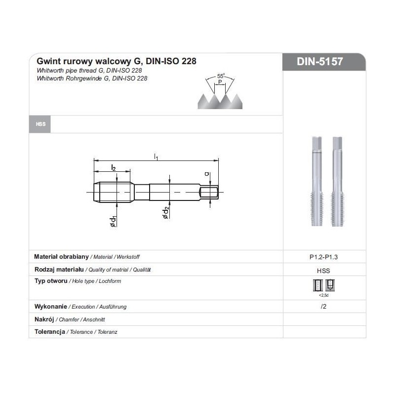 GWINTOWNIK G 1/2" NGRA/2 DIN-5157 HSS