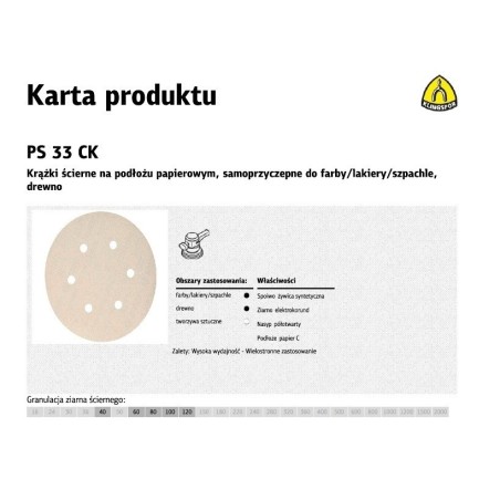 K.KRĄŻEK 150 PS33CK gr. 60 OTW.GLS3/100 szt. SZPACHLA