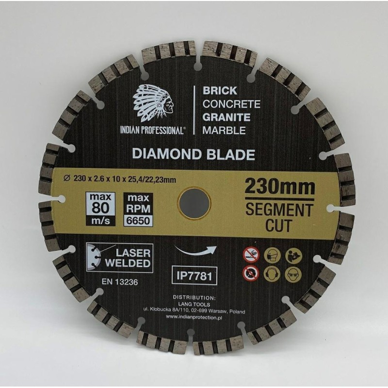 TARCZA DIAMENTOWA 230mm 25,4/22,23 SEGMENT TURBO CUT INDIAN PROFESSIONAL