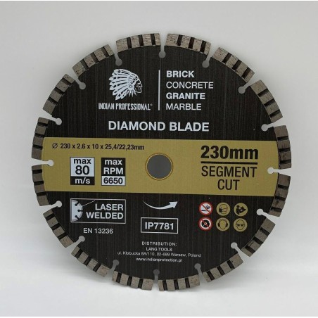 TARCZA DIAMENTOWA 230mm 25,4/22,23 SEGMENT TURBO CUT INDIAN PROFESSIONAL