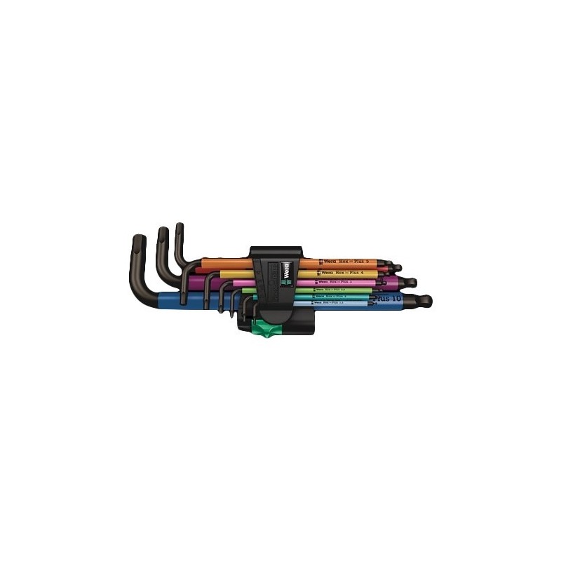Wera 950 Spkl9 Hex-plus Hex Key Set Zestaw kluczy imbusowych w kształcie litery L Metryczny/imperialny 9 szt.
