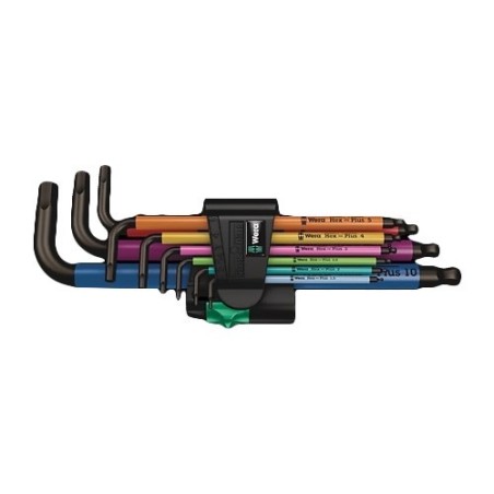 Wera 950 Spkl9 Hex-plus Hex Key Set Zestaw kluczy imbusowych w kształcie litery L Metryczny/imperialny 9 szt.