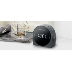 Muza | M-185CR | Podwójny budzik radiowy PLL | Wejście AUX | Czarny