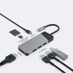 GREEN CELL HUB USB-C ADAPTER GC CONNECT 7W1 (3XUSB 3.1, HDMI 4K 60HZ, USB-C...